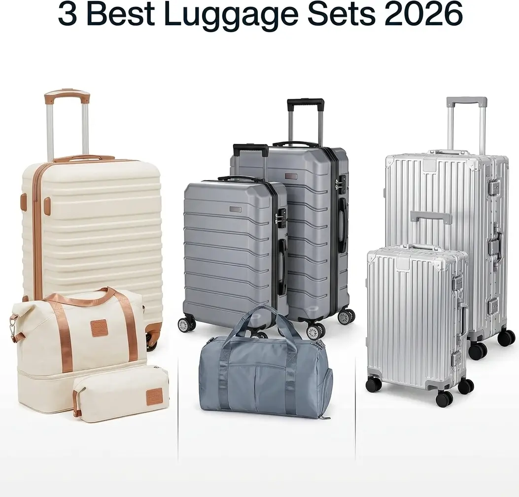 Coolife 3 piece hardside luggage set