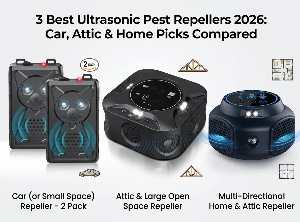 2-pack ultrasonic pest repeller with battery mode for car engines