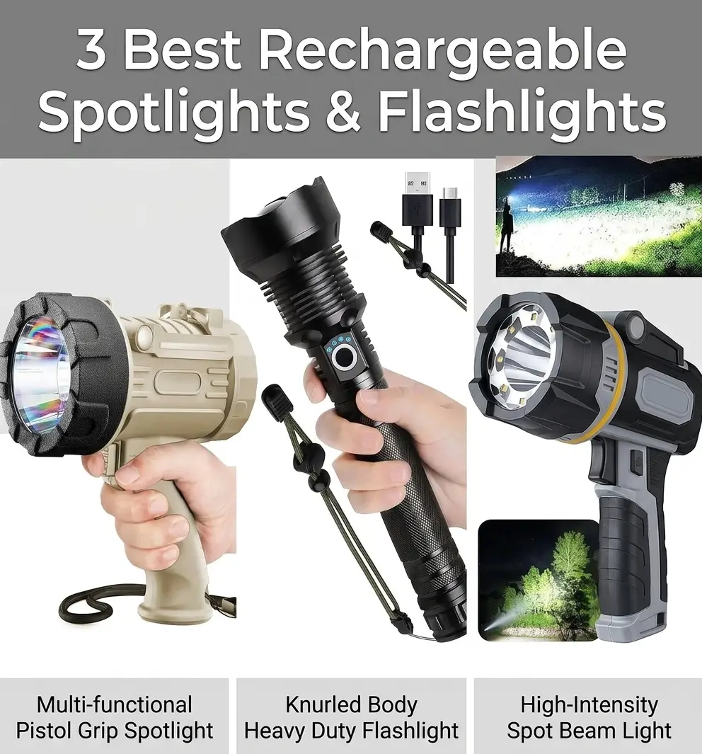 YIERBLUE rechargeable spotlight with red lens and stand